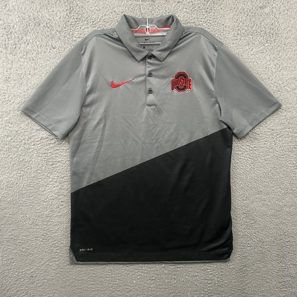 Ohio State Buckeyes Shirt Mens Medium Gray Short Sleeve Polo Nike Dri Fit Adult - Picture 2 of 10
